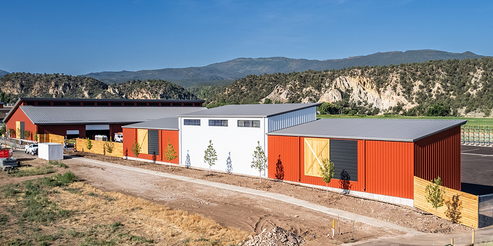 Metal building warehouse with retail facility